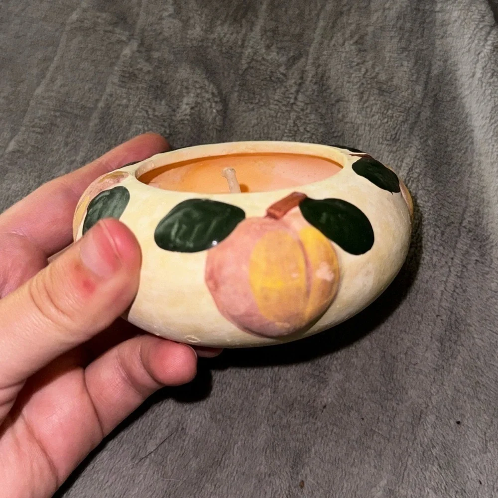 NWT Clay Decorative Candle Peach Orange Jar Unused Home Decor Accent
